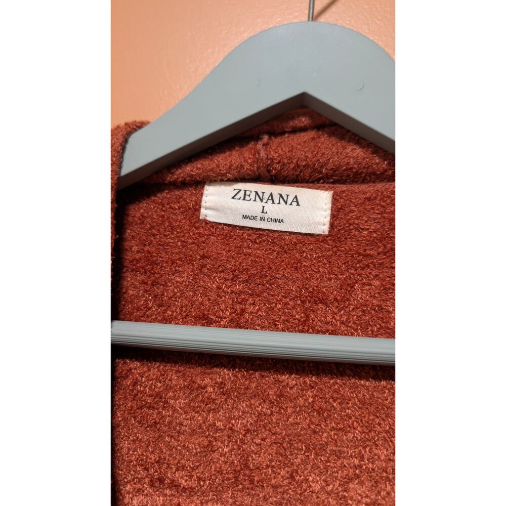 Rust colored super cozy cardigan with pockets - Picture 3 of 4